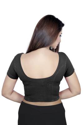 Black solid  stretch stitched blouse 3