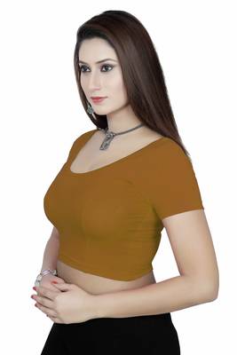 Gold solid  stretch stitched blouse 2