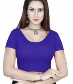 R.blue solid  stretch stitched blouse