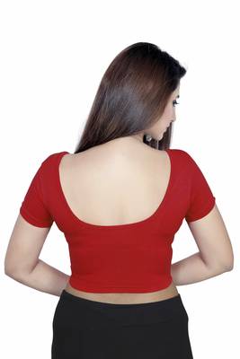 Red solid  stretch stitched blouse 3