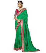Green Embroidery Crepe and Jacquard saree with blouse
