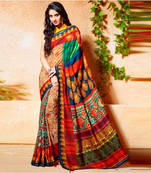 Multicolor Printed crepe saree with blouse