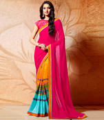Multicolor Printed georgette saree with blouse