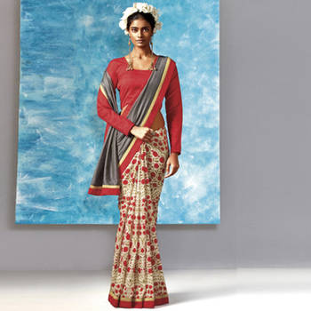 Multicolor Printed georgette  saree with blouse 1