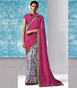 Multicolor Printed Work Liva And Cotton Silk saree with blouse