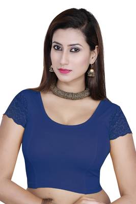 Blue solid  stretch stitched blouse 1