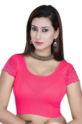 Pink solid  stretch stitched blouse 1