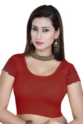 Red solid  stretch stitched blouse 1