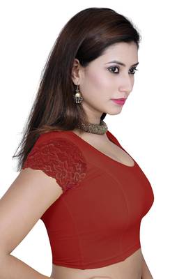 Red solid  stretch stitched blouse 3
