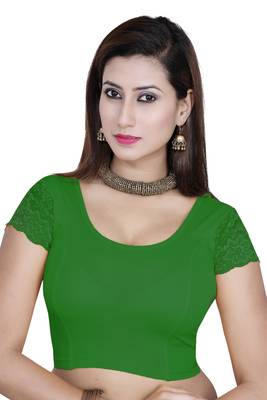 Green solid  stretch stitched blouse 1
