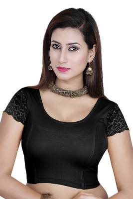 Black solid  stretch stitched blouse 1