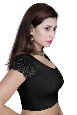 Black solid  stretch stitched blouse 3