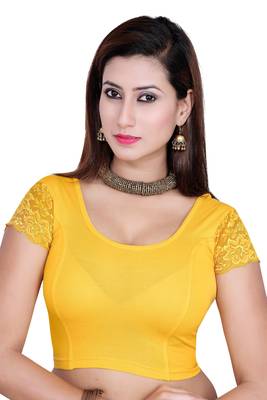 Yellow solid  stretch stitched blouse 1