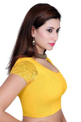 Yellow solid  stretch stitched blouse 3