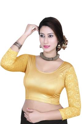 Gold solid shimmer lycra stitched blouse 1