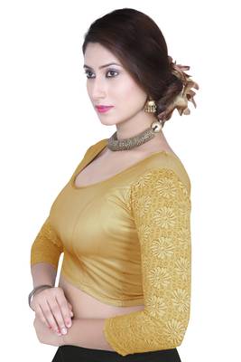 Gold solid shimmer lycra stitched blouse 2