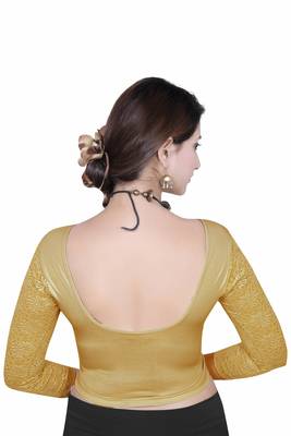 Gold solid shimmer lycra stitched blouse 4
