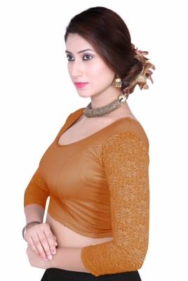 Copper solid shimmer lycra stitched blouse 2