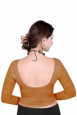 Copper solid shimmer lycra stitched blouse 4