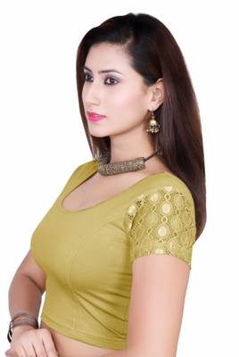 Gold solid shimmer lycra stitched blouse 2