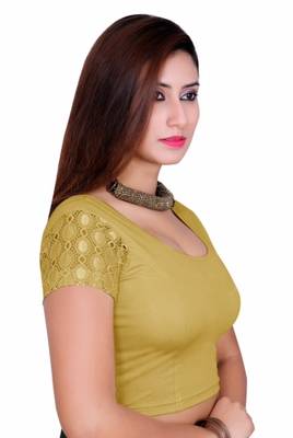 Gold solid shimmer lycra stitched blouse 3