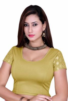 Gold solid shimmer lycra stitched blouse 1