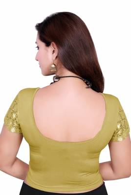 Gold solid shimmer lycra stitched blouse 3