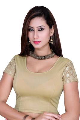 Copper solid shimmer lycra stitched blouse 1