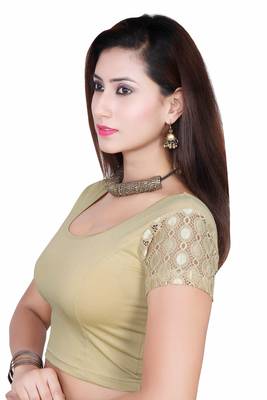 Copper solid shimmer lycra stitched blouse 2