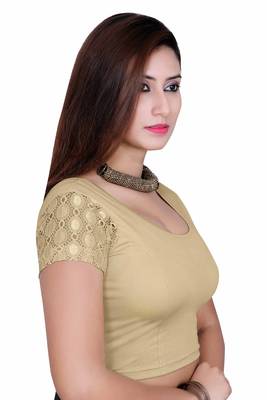 Copper solid shimmer lycra stitched blouse 3