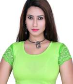 Parrot green solid  stretch stitched blouse