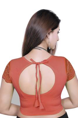 Rust solid  stretch stitched blouse 4