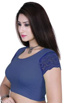 Royal blue solid  stretch stitched blouse 2