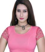 Pink solid  stretch stitched blouse