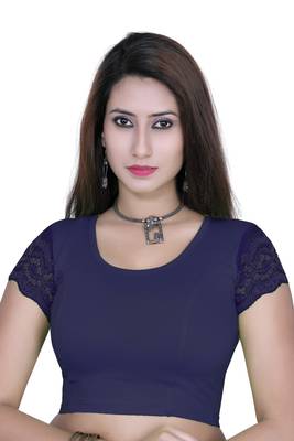 Navy solid  stretch stitched blouse 1