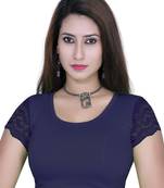 Navy solid  stretch stitched blouse