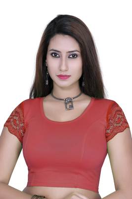Blood red solid  stretch stitched blouse 1