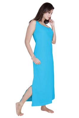 Ladies Off Sleeves Knitted Jersey Ankle Length Nighty. 1