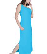 Ladies Off Sleeves Knitted Jersey Ankle Length Nighty.