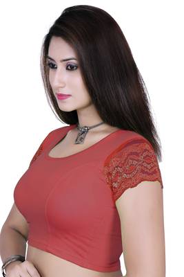 Blood red solid  stretch stitched blouse 2