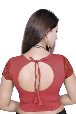 Blood red solid  stretch stitched blouse 4