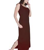 Ladies Off Sleeves Knitted Jersey Ankle Length Nighty.