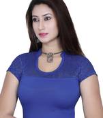 Royal blue solid  stretch stitched blouse