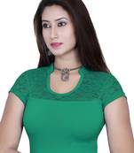 R.green solid  stretch stitched blouse