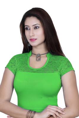 P.green solid  stretch stitched blouse 1