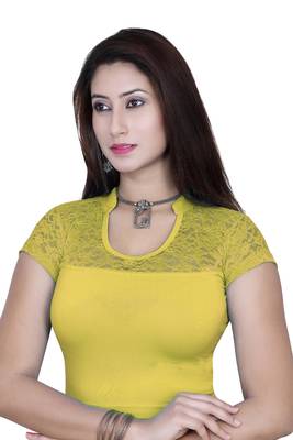 Lemon solid  stretch stitched blouse 1