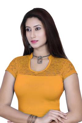 Gold solid  stretch stitched blouse 1