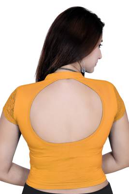 Gold solid  stretch stitched blouse 2