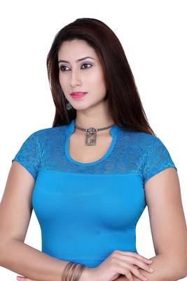 Firozi blue solid  stretch stitched blouse 1