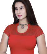 Blood red solid  stretch stitched blouse